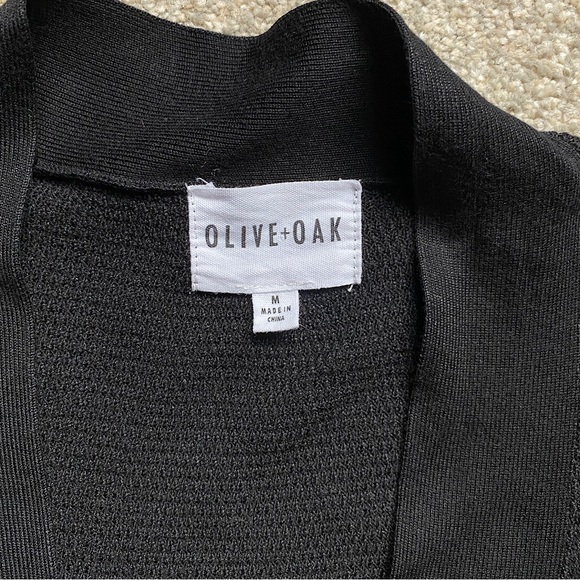 🎉NWOT OLIVE & OAK Striped Duster Cardigan, Women’s Size Med, Black/Navy/Coral - Picture 5 of 5